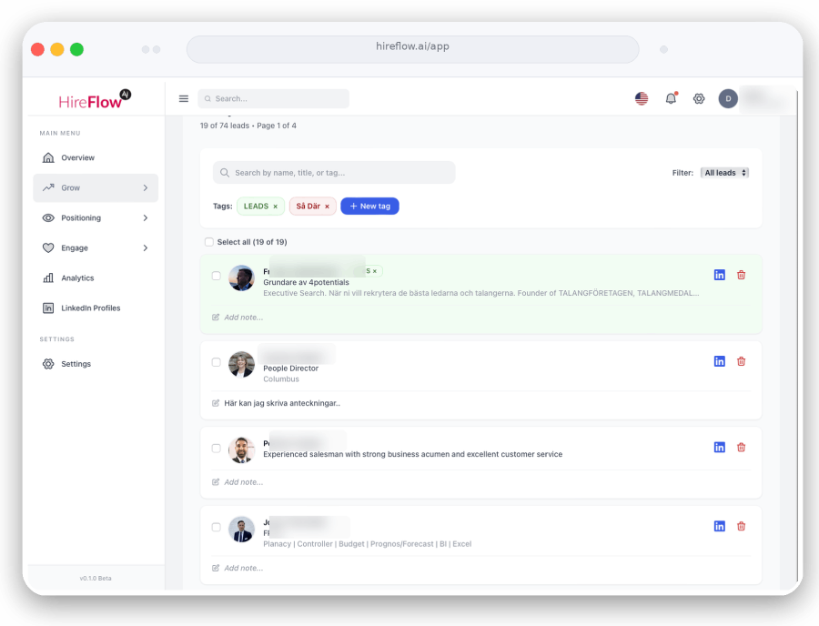 HireFlow AI kandidatpoäng och matchningssystem för LinkedIn rekrytering